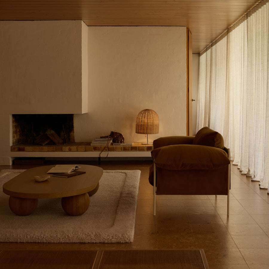 ELLISON STUDIOS. Alva armchair in brown malibu cognac.