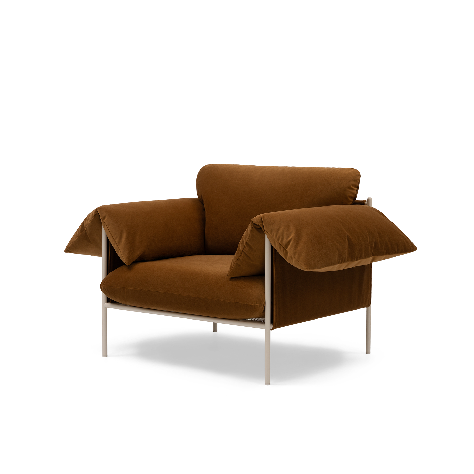 ELLISON STUDIOS. Alva armchair in brown malibu cognac.