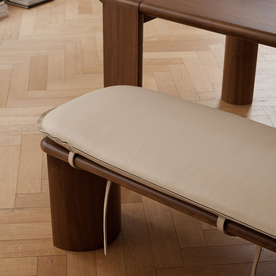 Liaison Bench With Cushion - [ Walnut & Simpson Cream ]