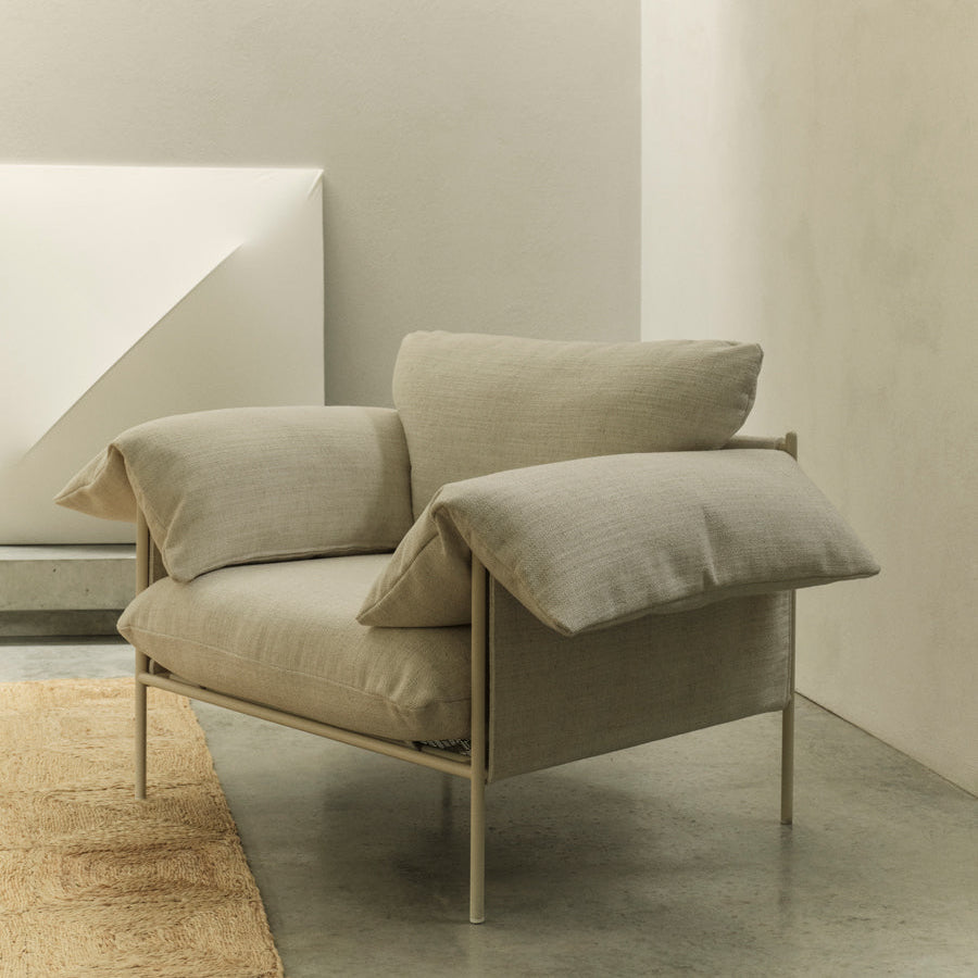 ELLISON STUDIOS. Alva Armchair in white hyams sable.