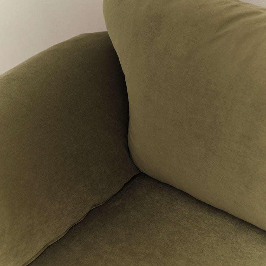 ELLISON STUDIOS. Alva armchair in green malibu matcha.