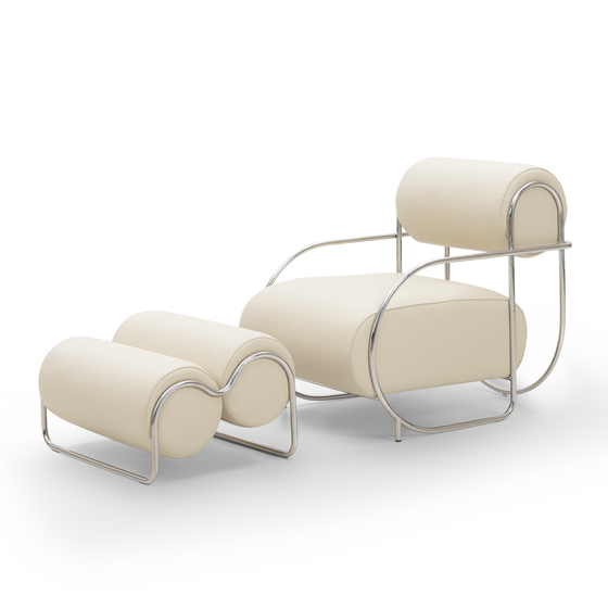 Chromeo Armchair & Ottoman - [ Simpson Cream ]