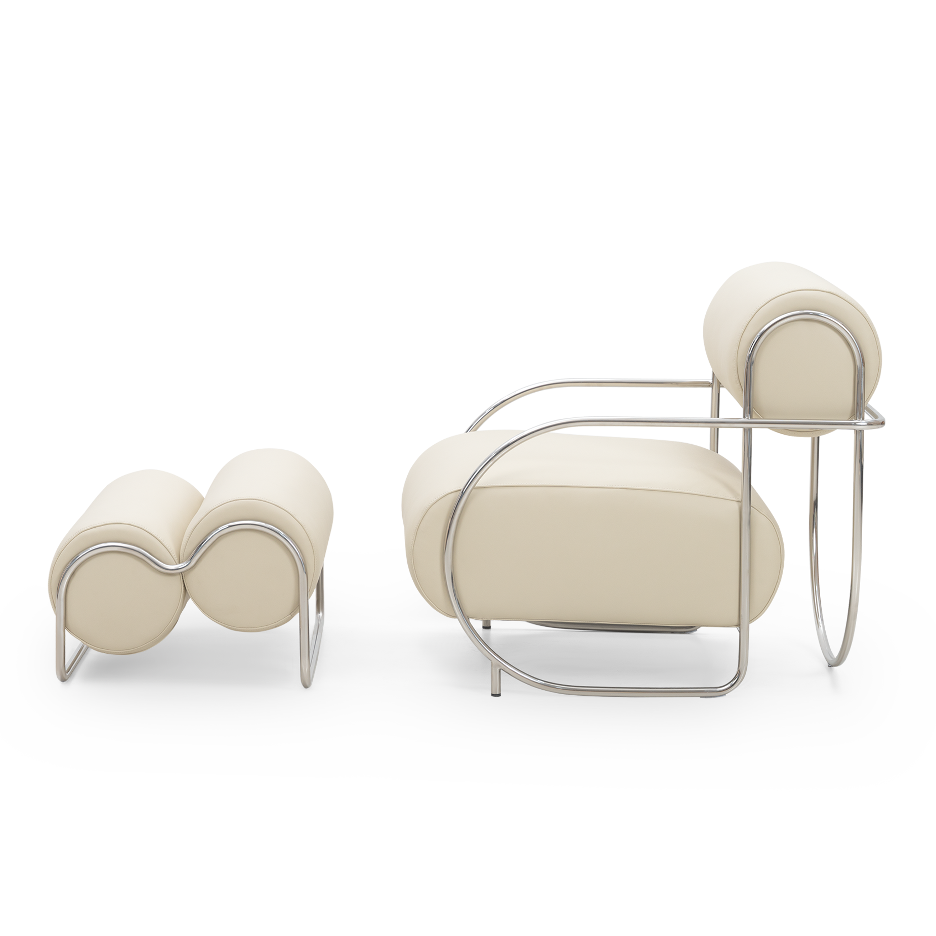 Chromeo Armchair & Ottoman - [ Simpson Cream ]