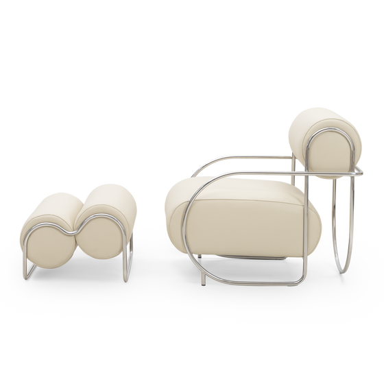 Chromeo Armchair & Ottoman - [ Simpson Cream ]