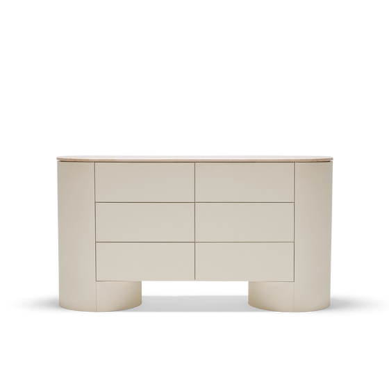 Fin 6 Drawer Dresser - [ Tofu & Marble Cosmos Crema ]