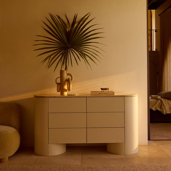 Fin 6 Drawer Dresser - [ Tofu & Marble Cosmos Crema ]
