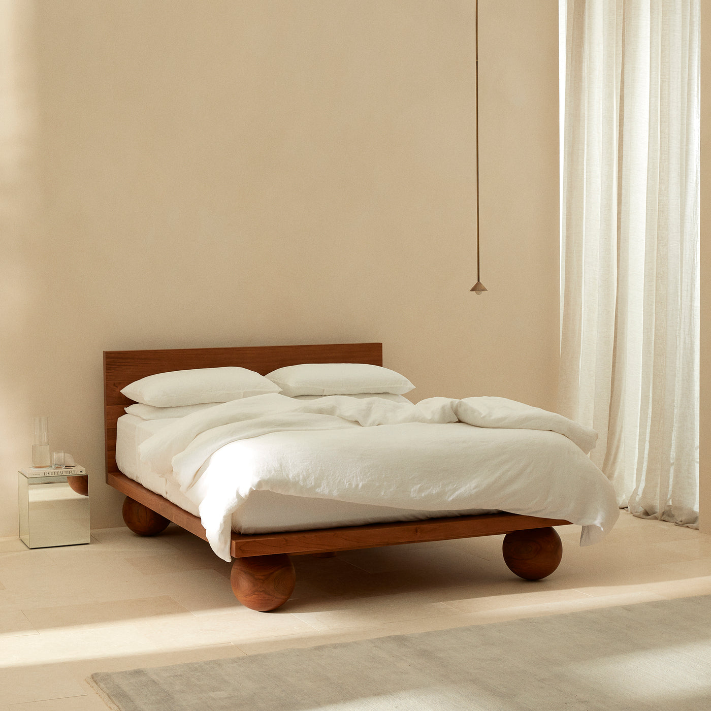 Yoko Queen Bed - [ Walnut ]