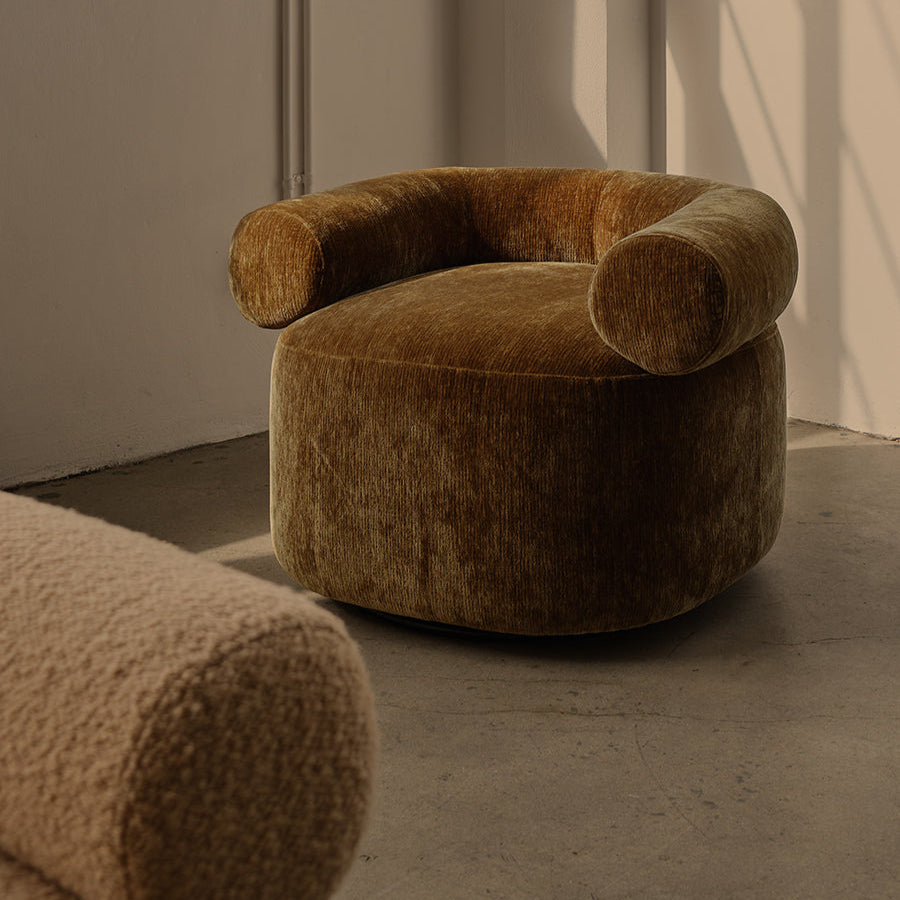 Huggy Swivel Armchair - [ Sandon Burnt Butter ]