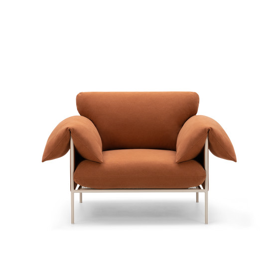 ELLISON STUDIOS. Alva armchair in rust cabarita hazel.