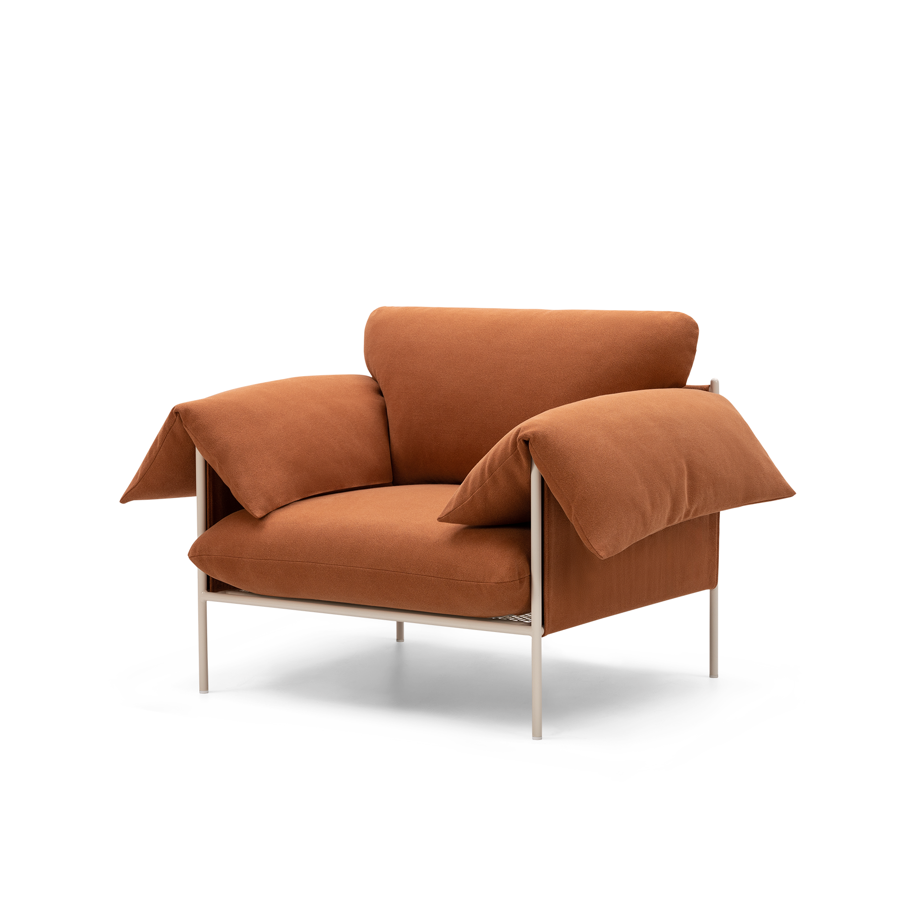 ELLISON STUDIOS. Alva armchair in rust cabarita hazel.