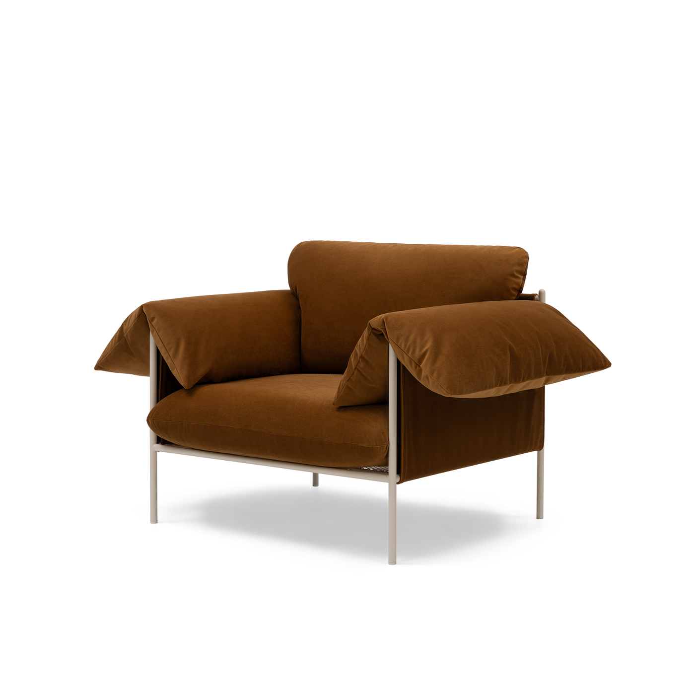 ELLISON STUDIOS. Alva armchair in brown malibu cognac.
