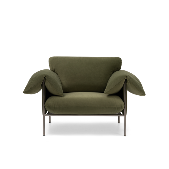 ELLISON STUDIOS. Alva Armchair in green malibu matcha.