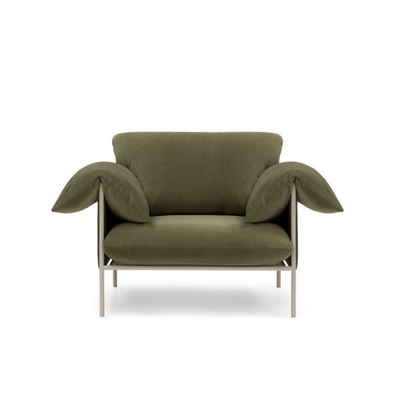 ELLISON STUDIOS. Alva armchair in green malibu matcha.