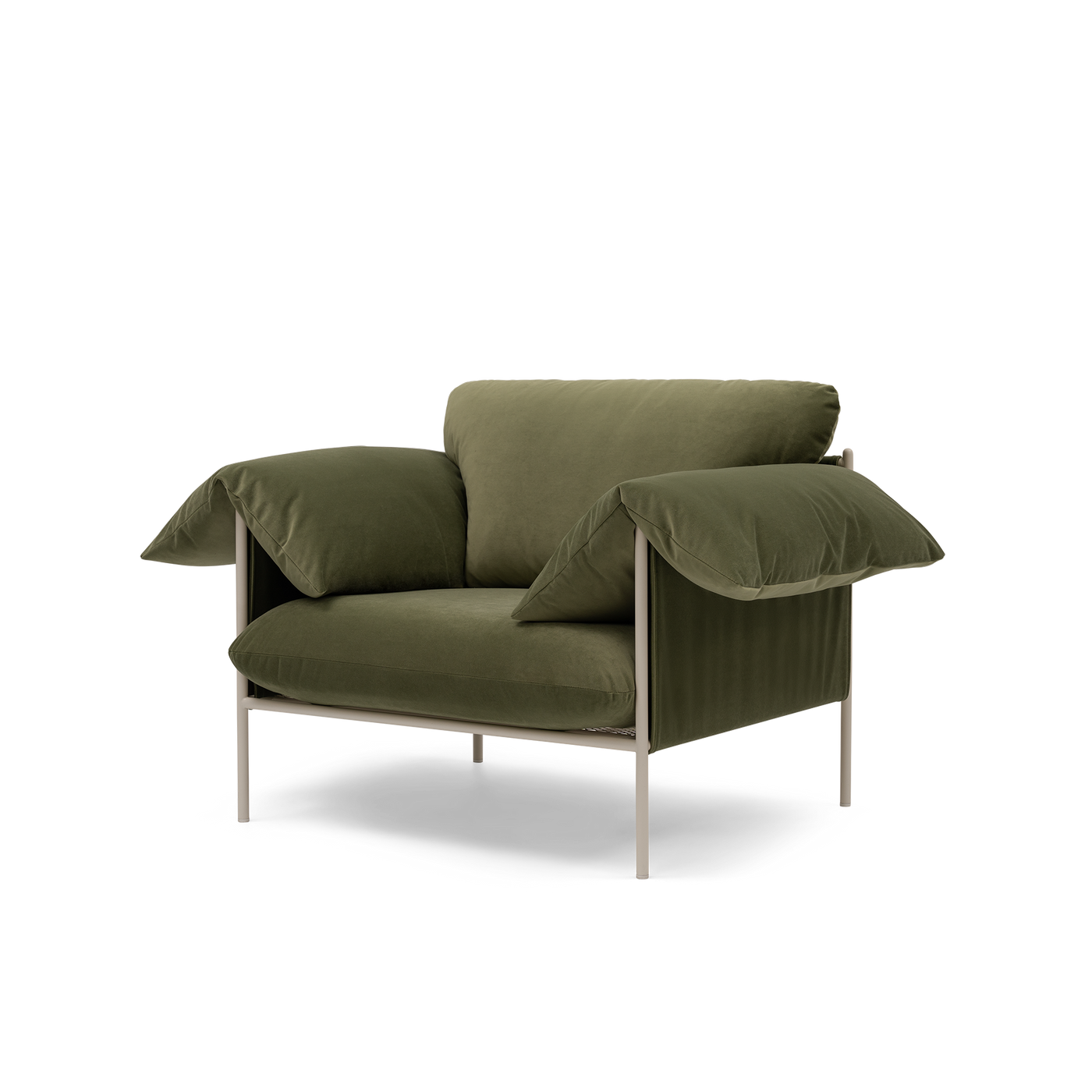 ELLISON STUDIOS. Alva armchair in green malibu matcha.