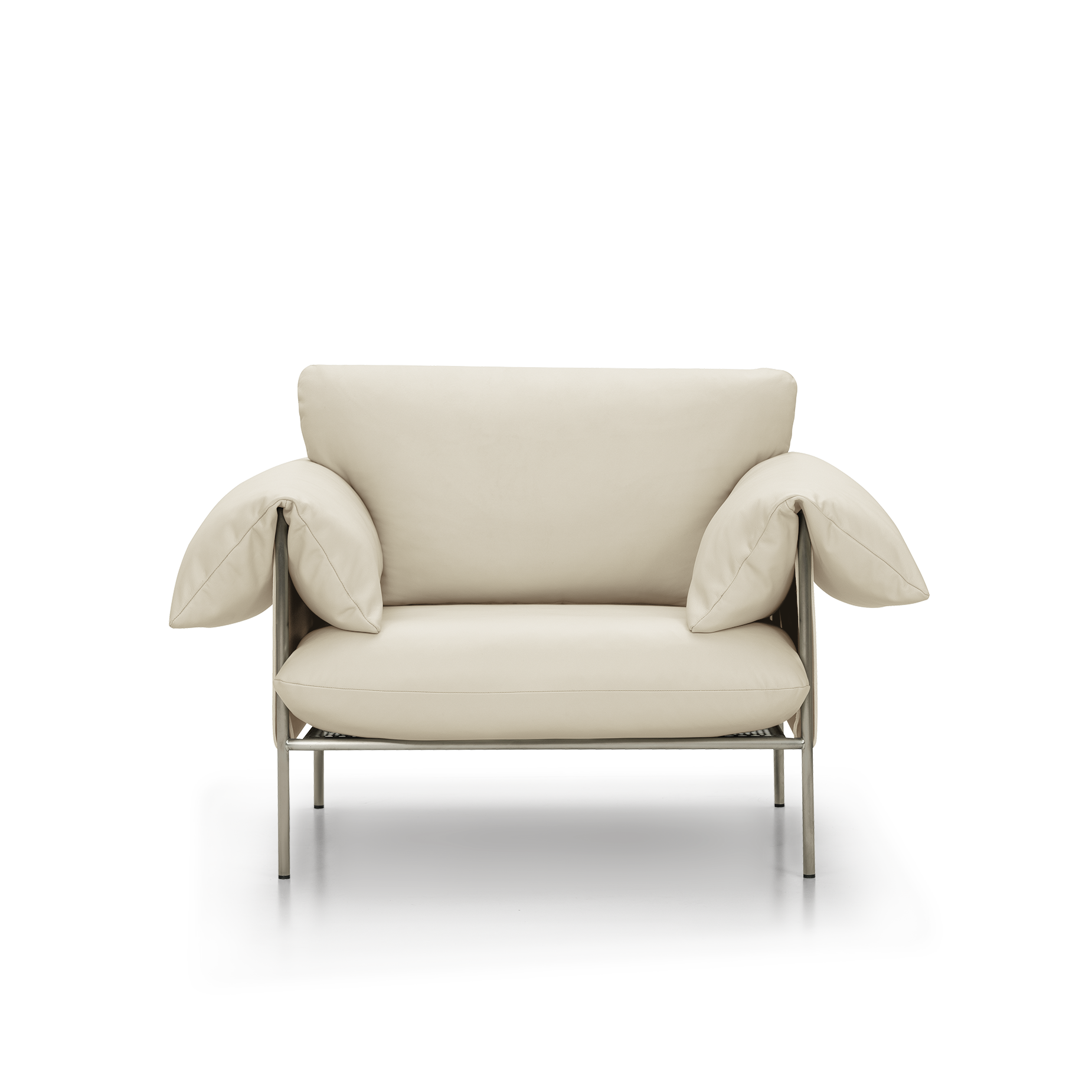 Alva Brushed Steel Frame Armchair - [ Simpson Cream ]