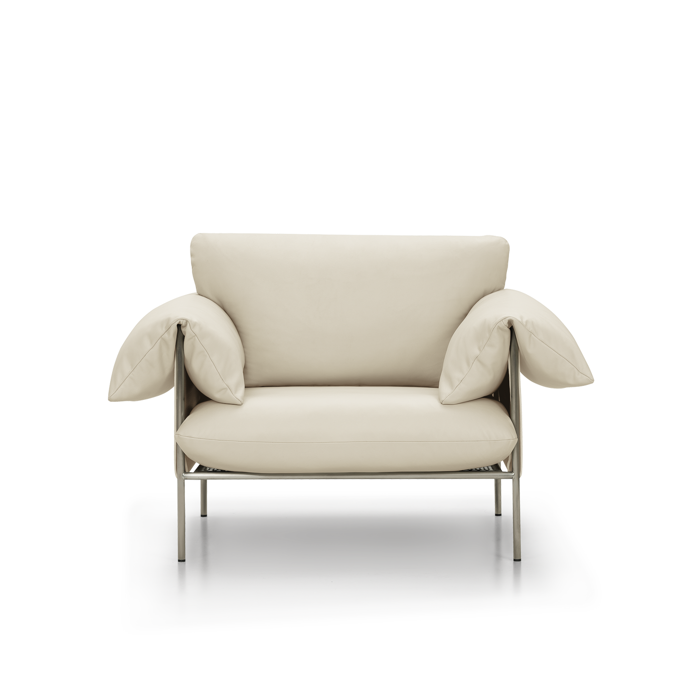 Alva Brushed Steel Frame Armchair - [ Simpson Cream ]