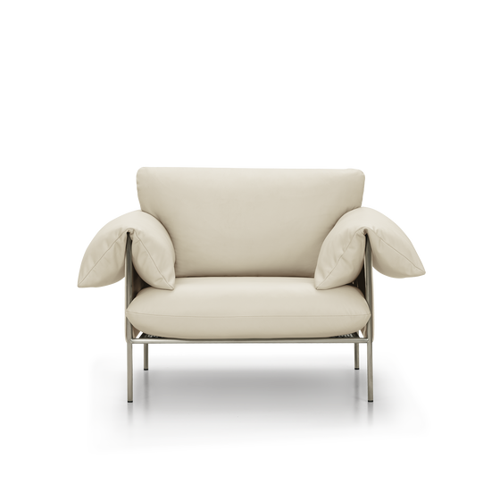 Alva Brushed Steel Frame Armchair - [ Simpson Cream ]