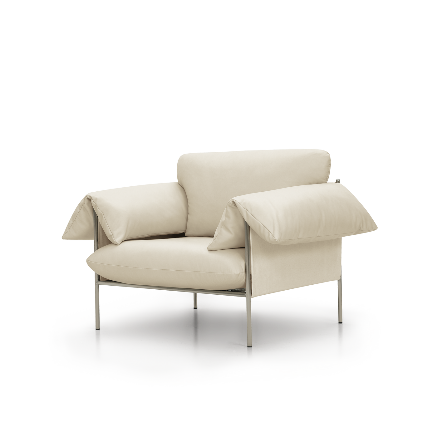 Alva Brushed Steel Frame Armchair - [ Simpson Cream ]