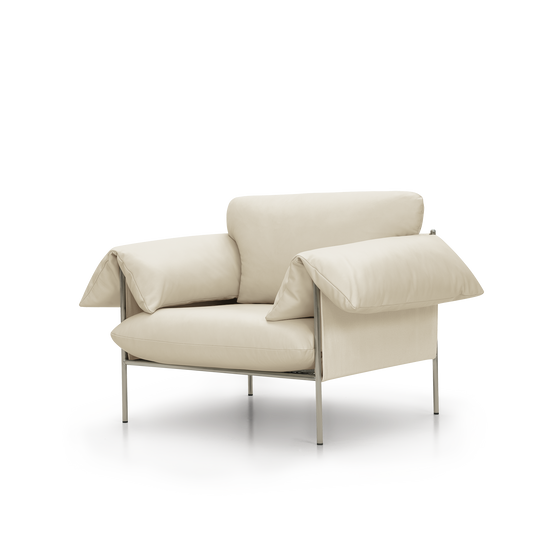 Alva Brushed Steel Frame Armchair - [ Simpson Cream ]
