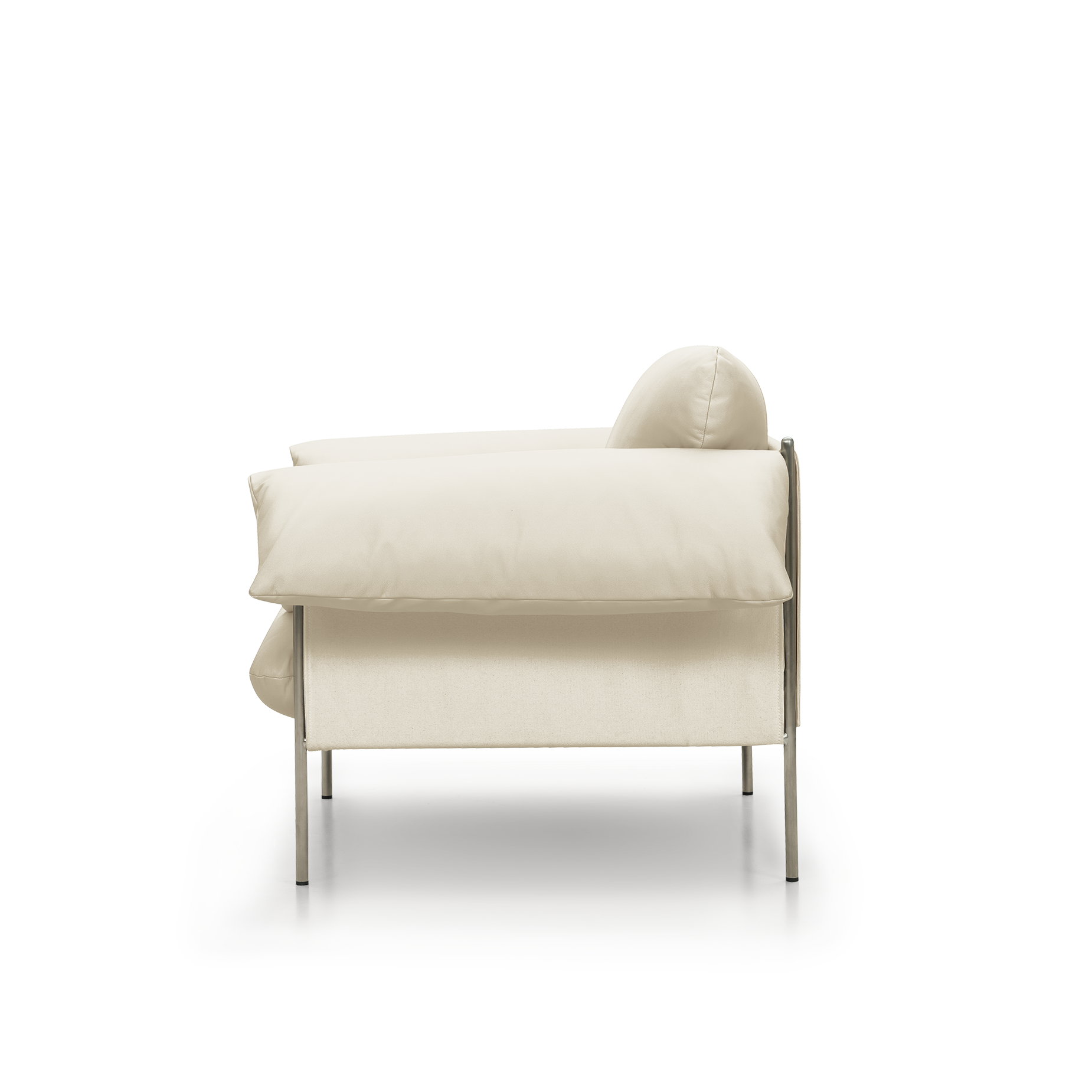 Alva Brushed Steel Frame Armchair - [ Simpson Cream ]