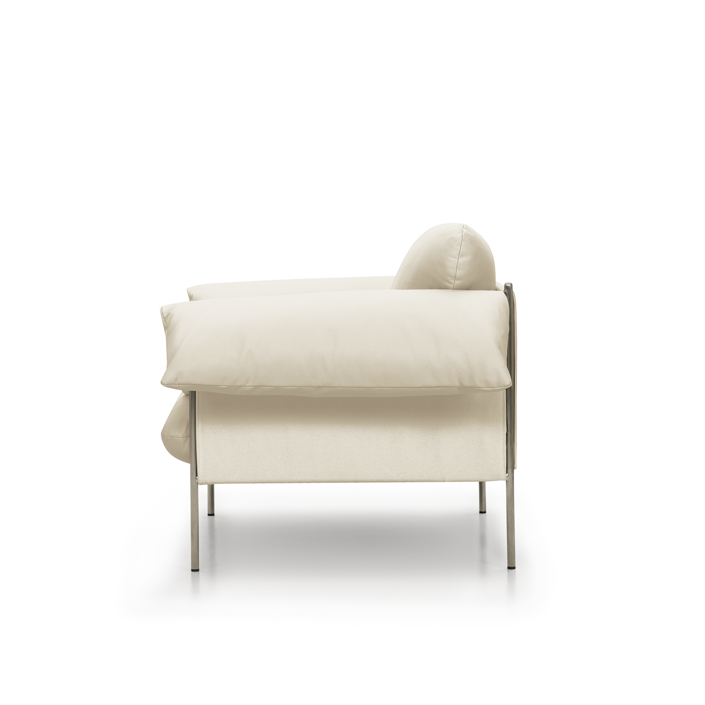 Alva Brushed Steel Frame Armchair - [ Simpson Cream ]