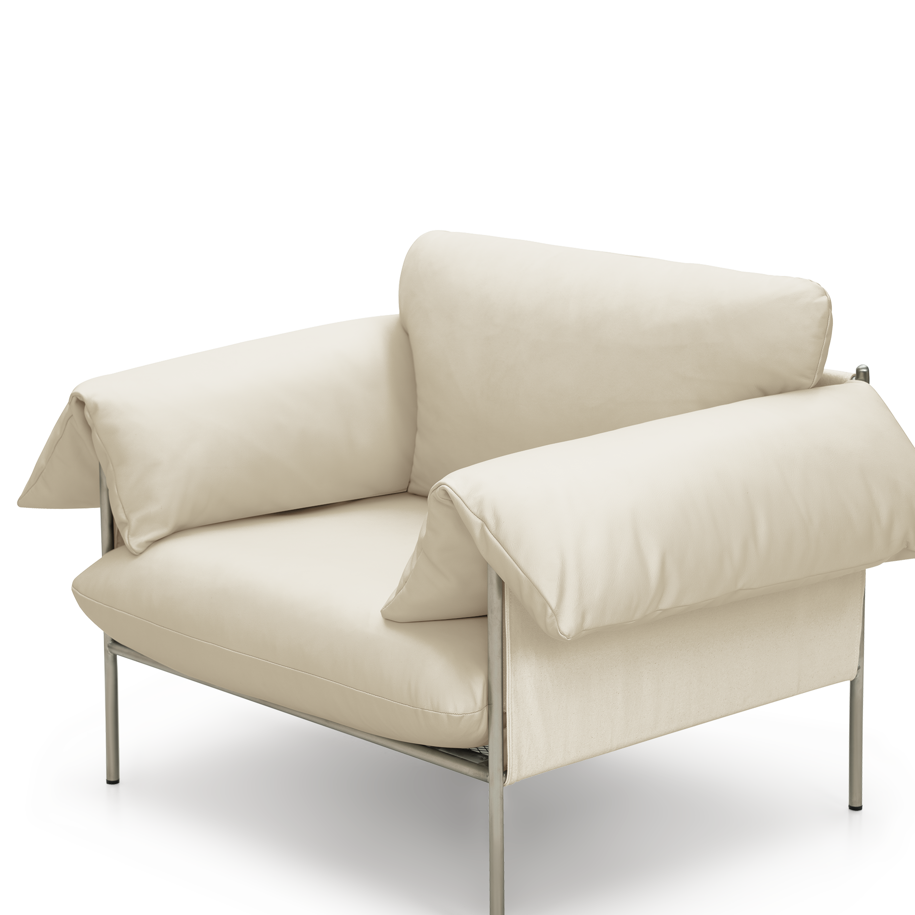 Alva Brushed Steel Frame Armchair - [ Simpson Cream ]