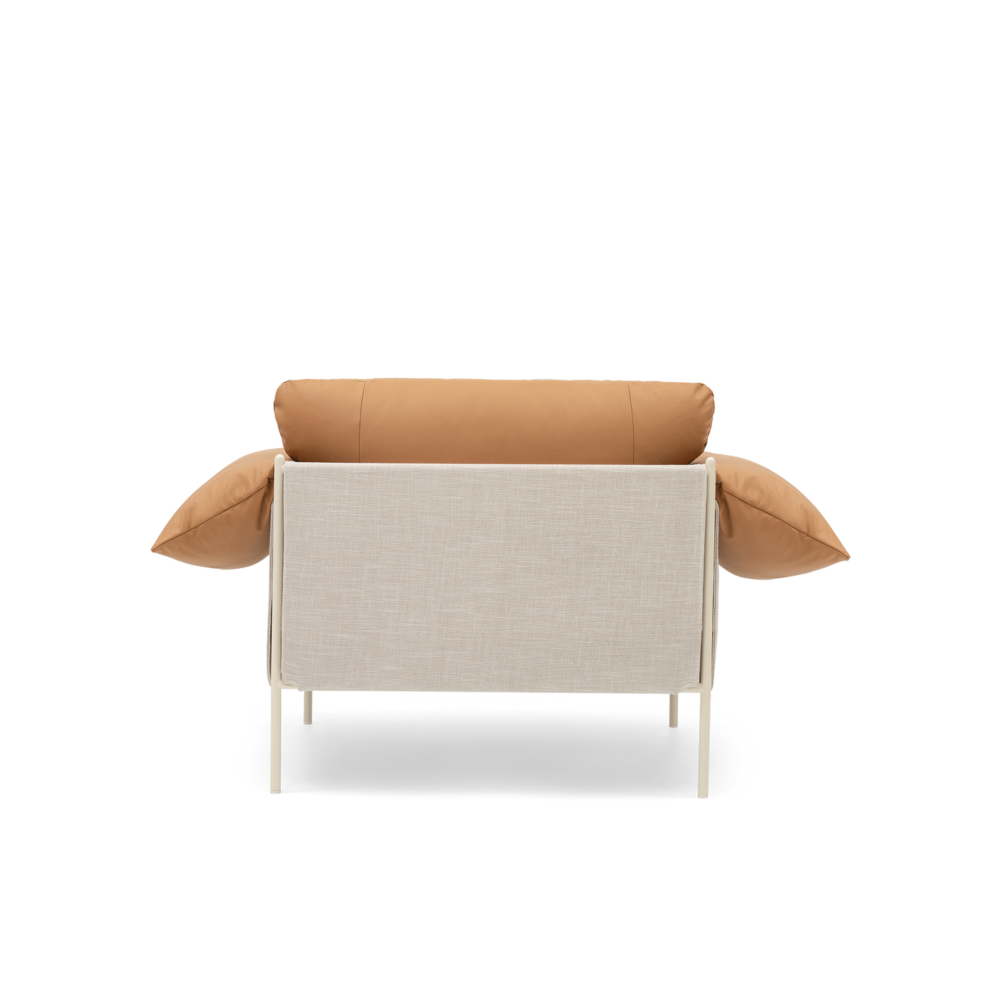 ELLISON STUDIOS. Alva Armchair in leather simpson tan swatch.