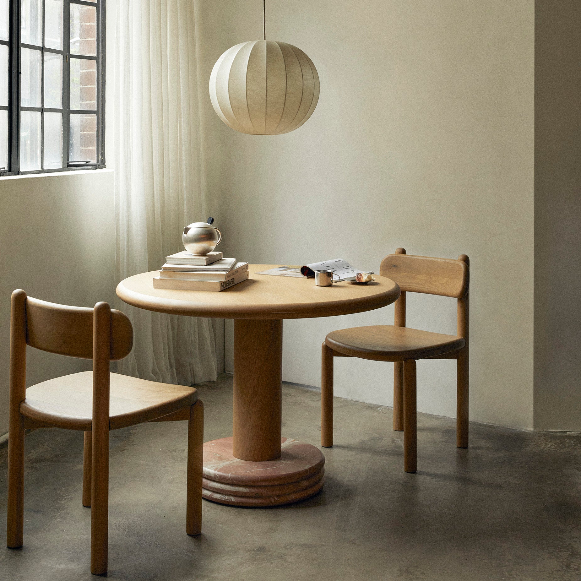 Bistro 105 Dining Table - [ Oak & Marble ]