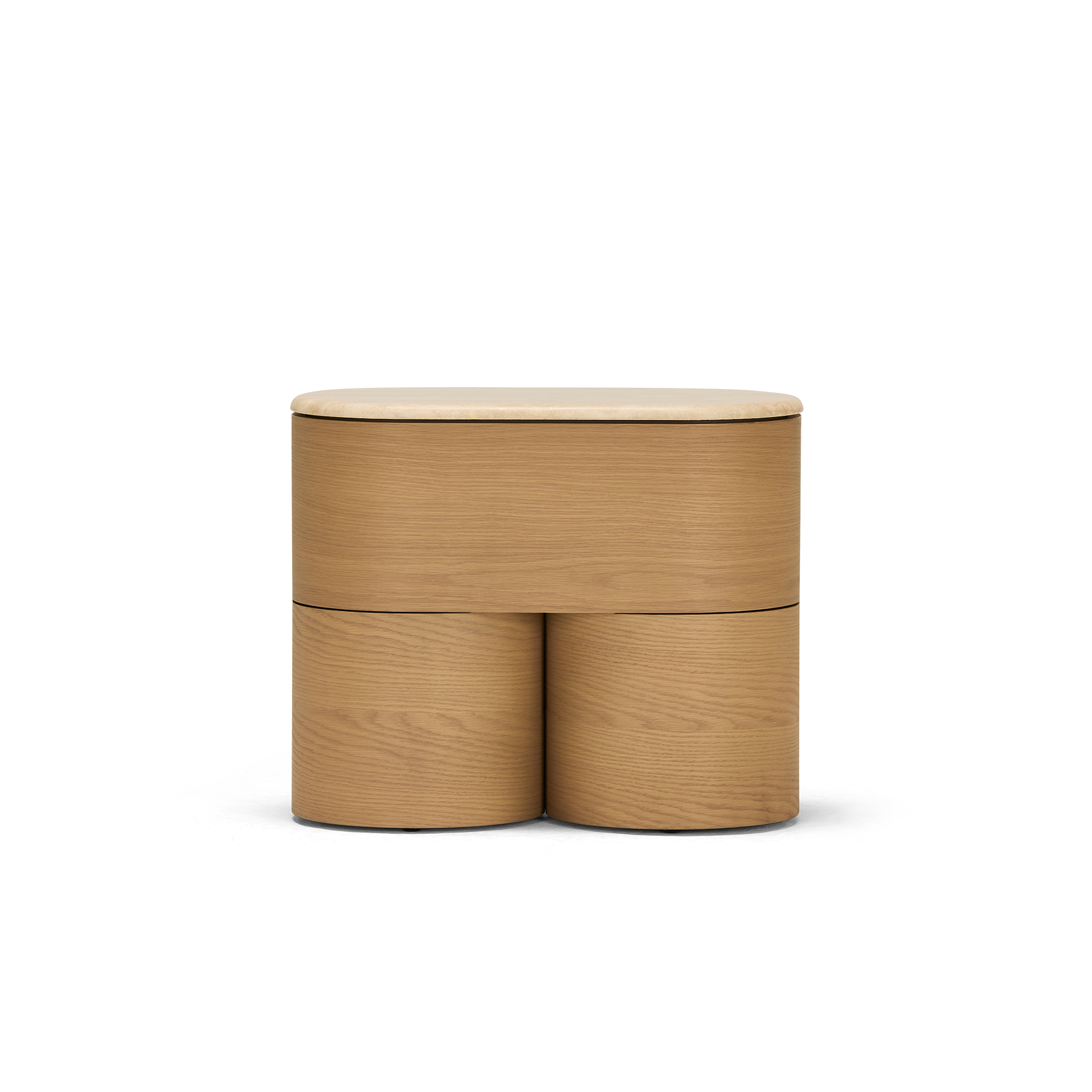 Fin Bedside - [ Oak & Travertine ]
