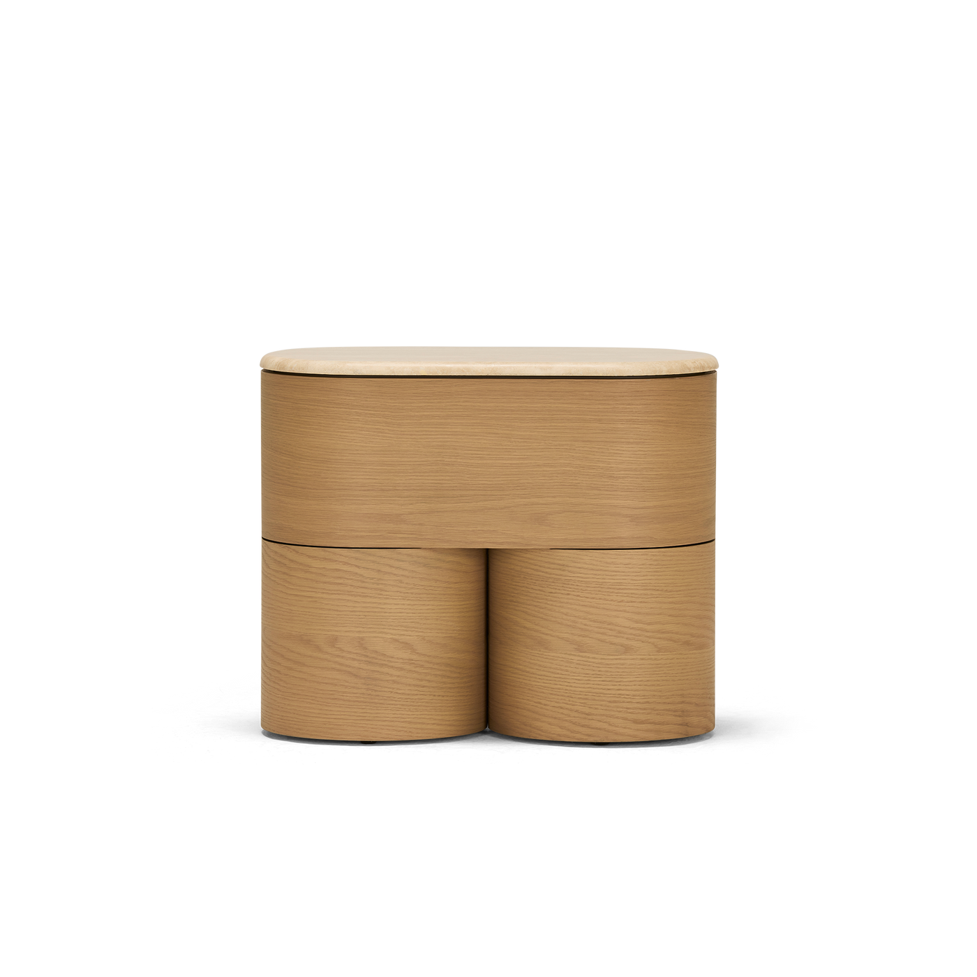 Fin Bedside - [ Oak & Travertine ]