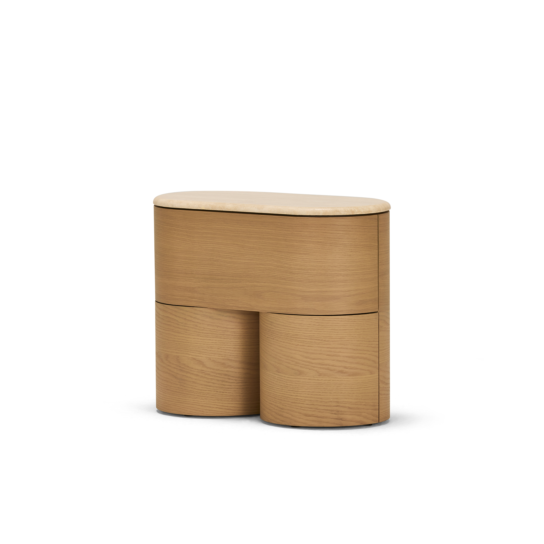 Fin Bedside - [ Oak & Travertine ]