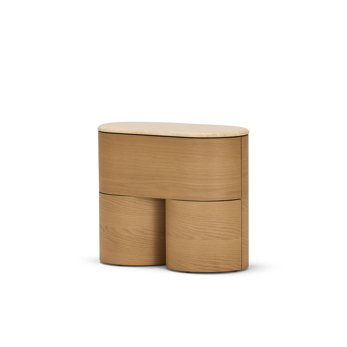 Fin Bedside - [ Oak & Travertine ]