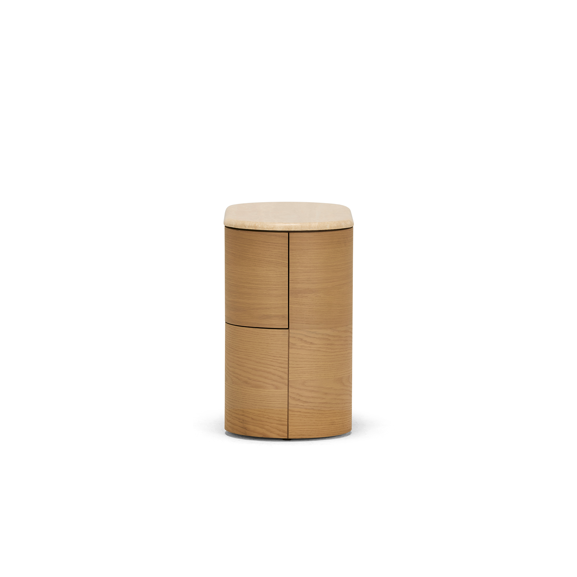 Fin Bedside - [ Oak & Travertine ]