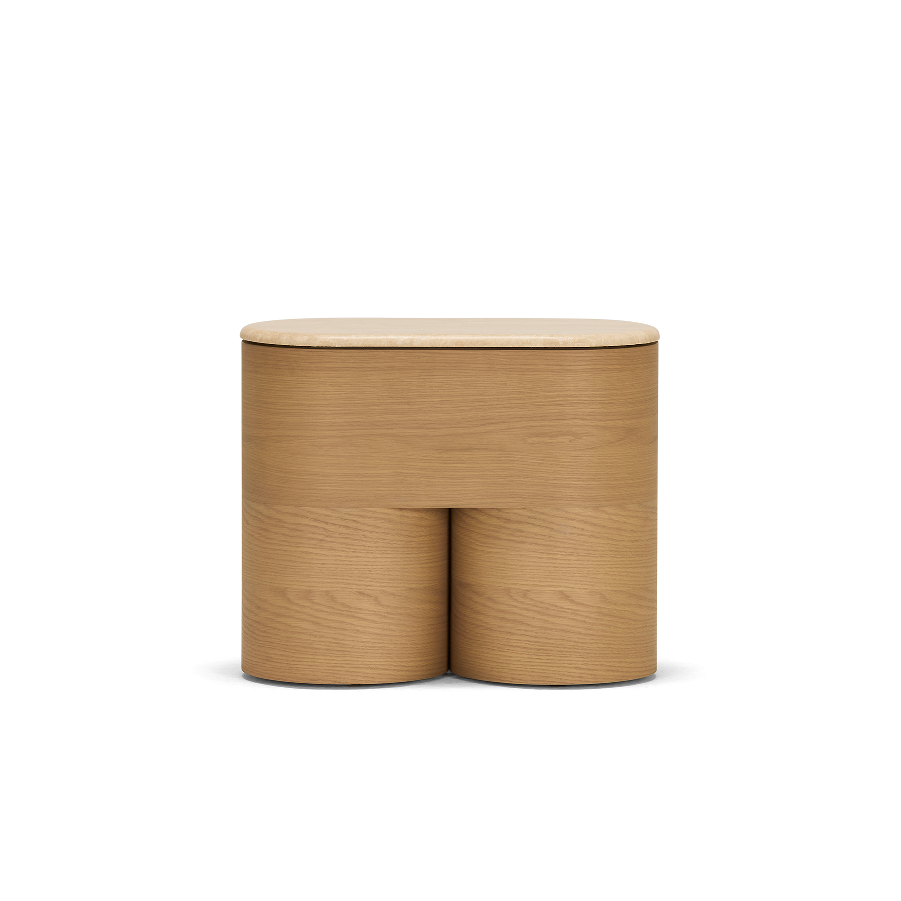 Fin Bedside - [ Oak & Travertine ]