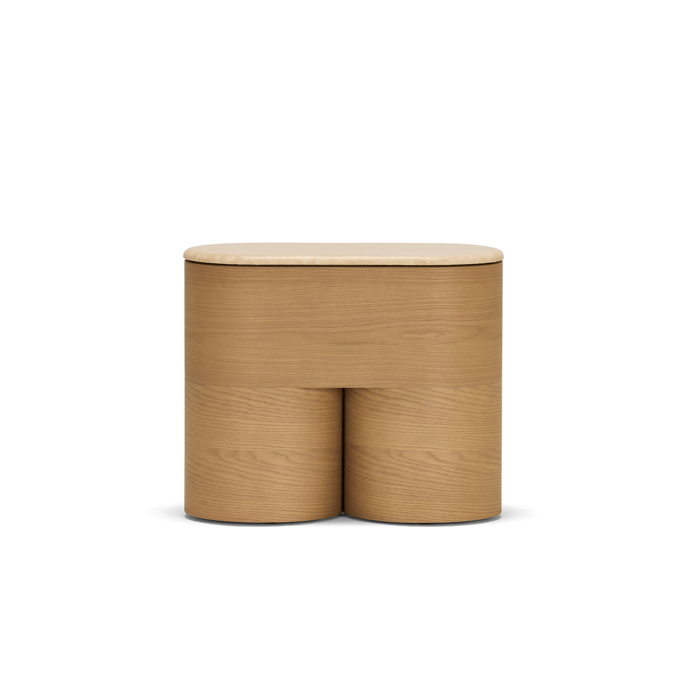 Fin Bedside - [ Oak & Travertine ]