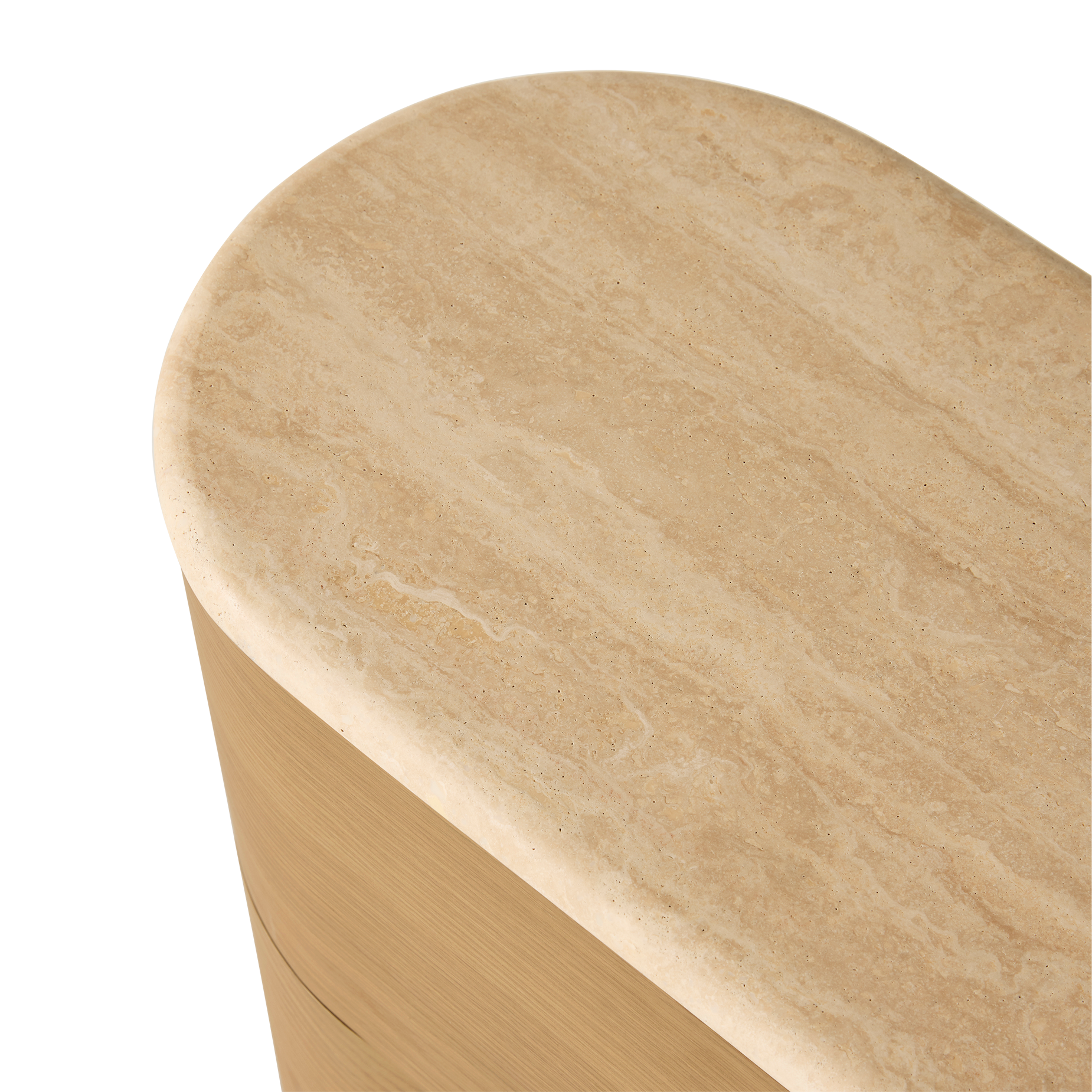 Fin Bedside - [ Oak & Travertine ]