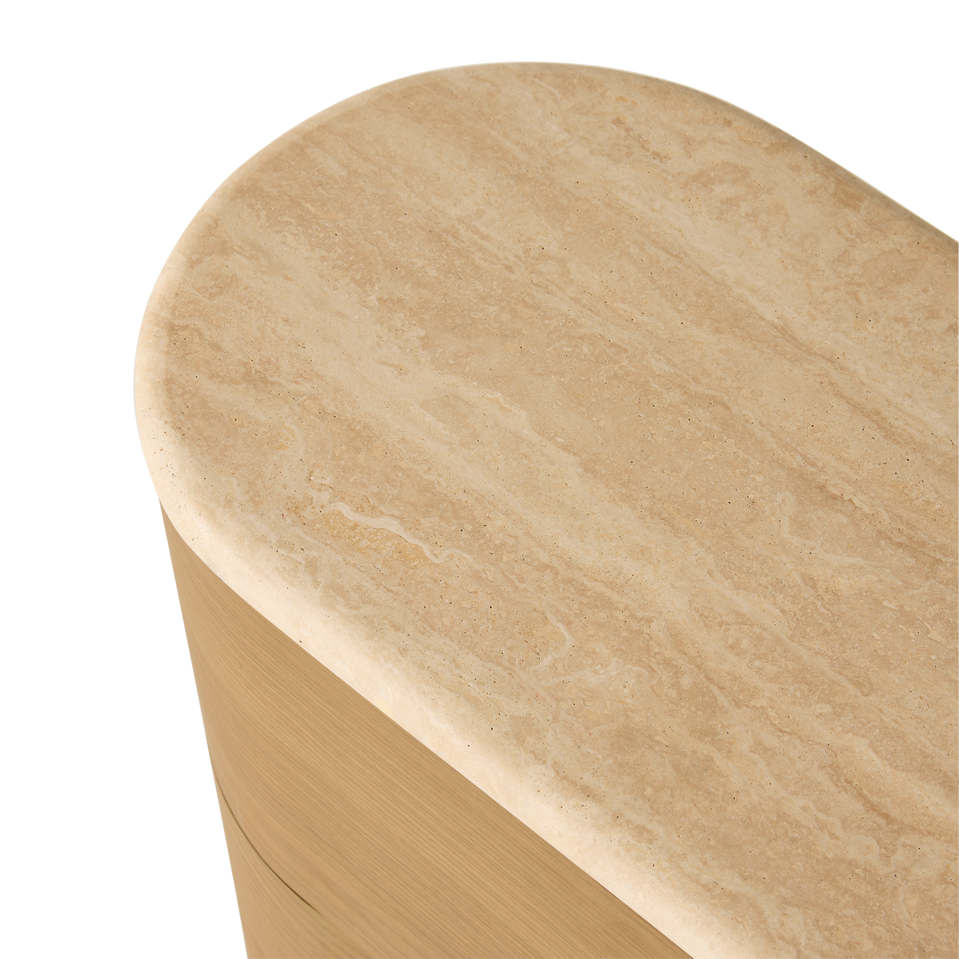 Fin Bedside - [ Oak & Travertine ]