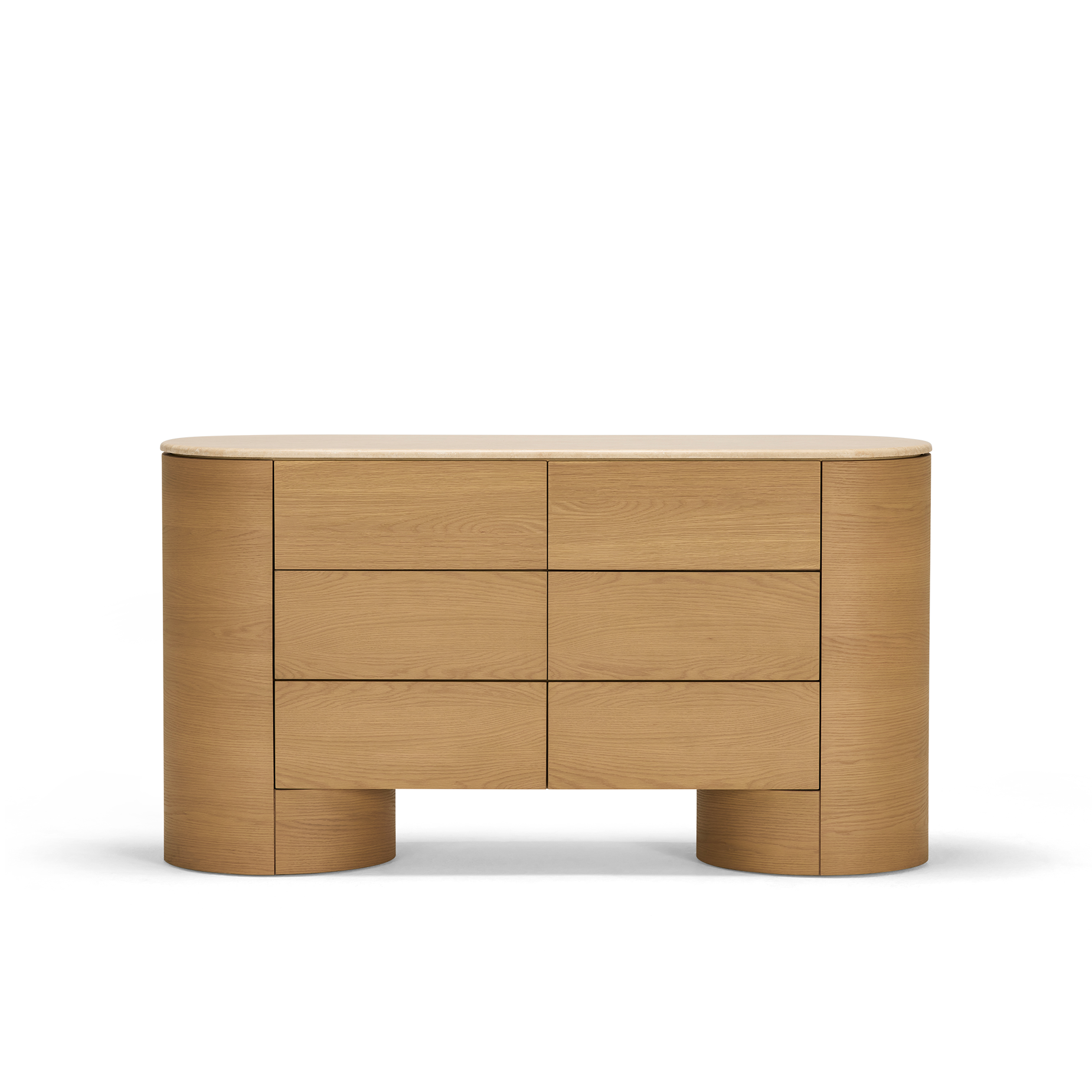 Fin 6 Drawer Dresser - [ Oak & Travertine ]