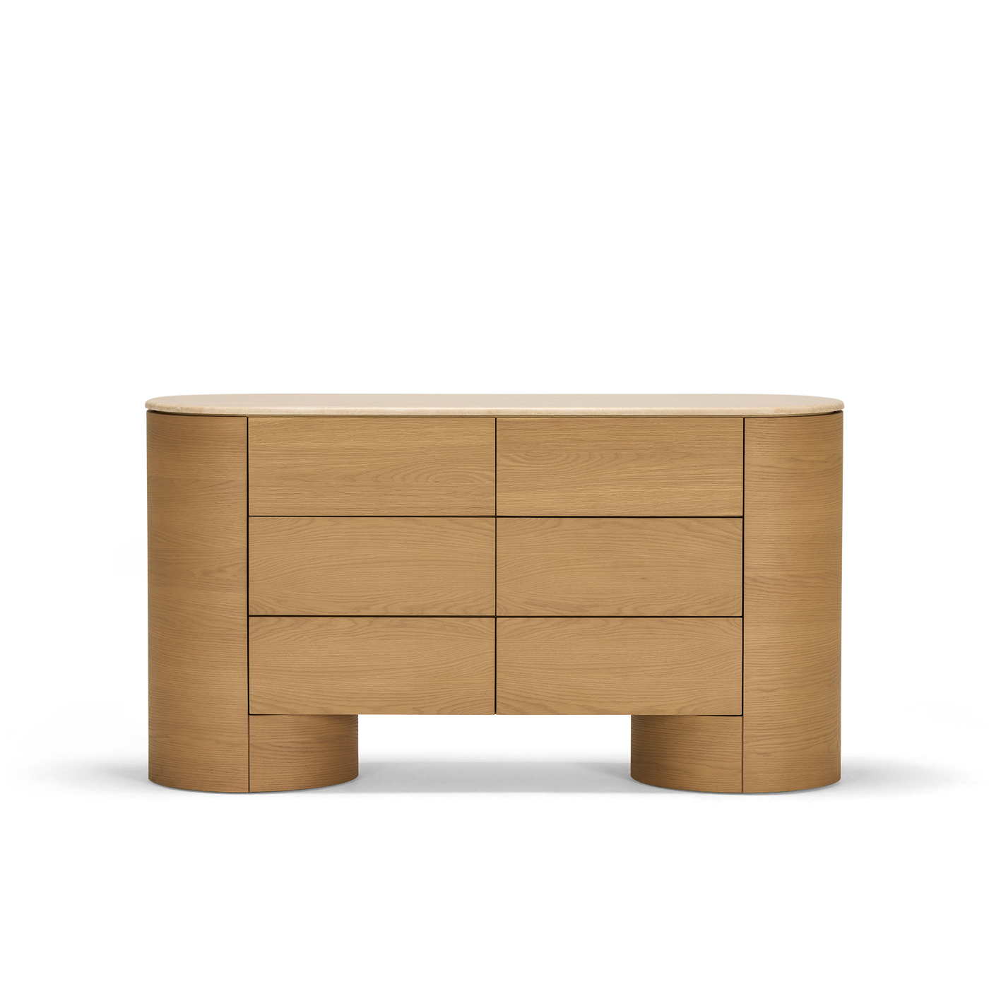 Fin 6 Drawer Dresser - [ Oak & Travertine ]