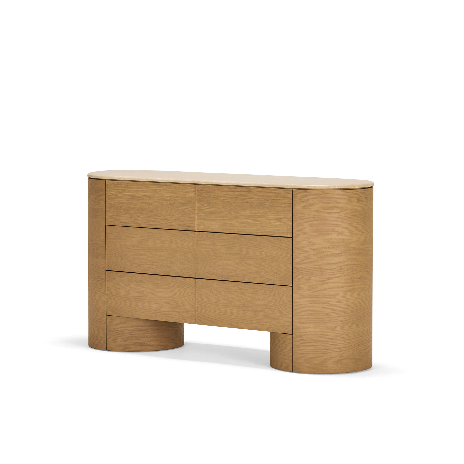Fin 6 Drawer Dresser - [ Oak & Travertine ]
