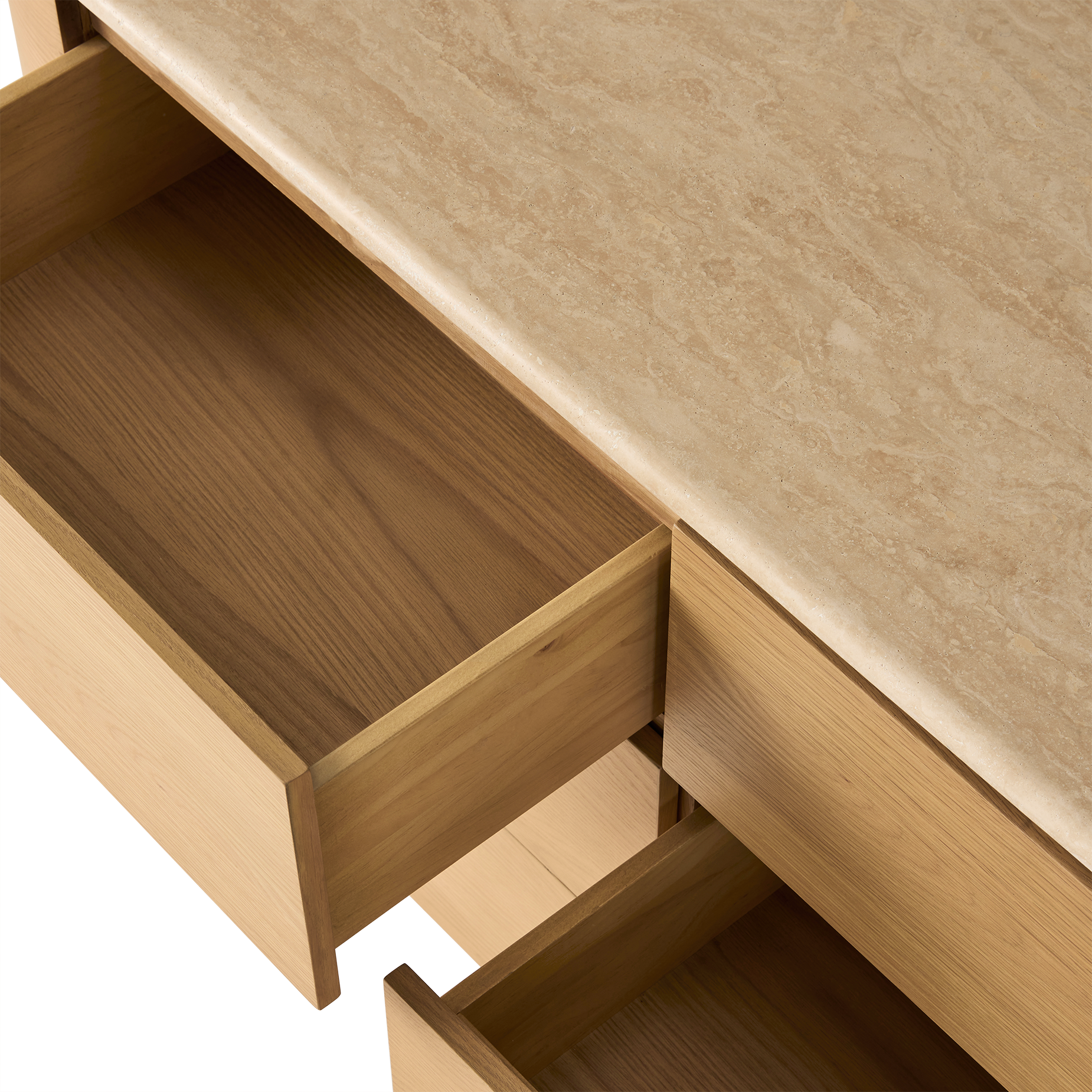 Fin 6 Drawer Dresser - [ Oak & Travertine ]