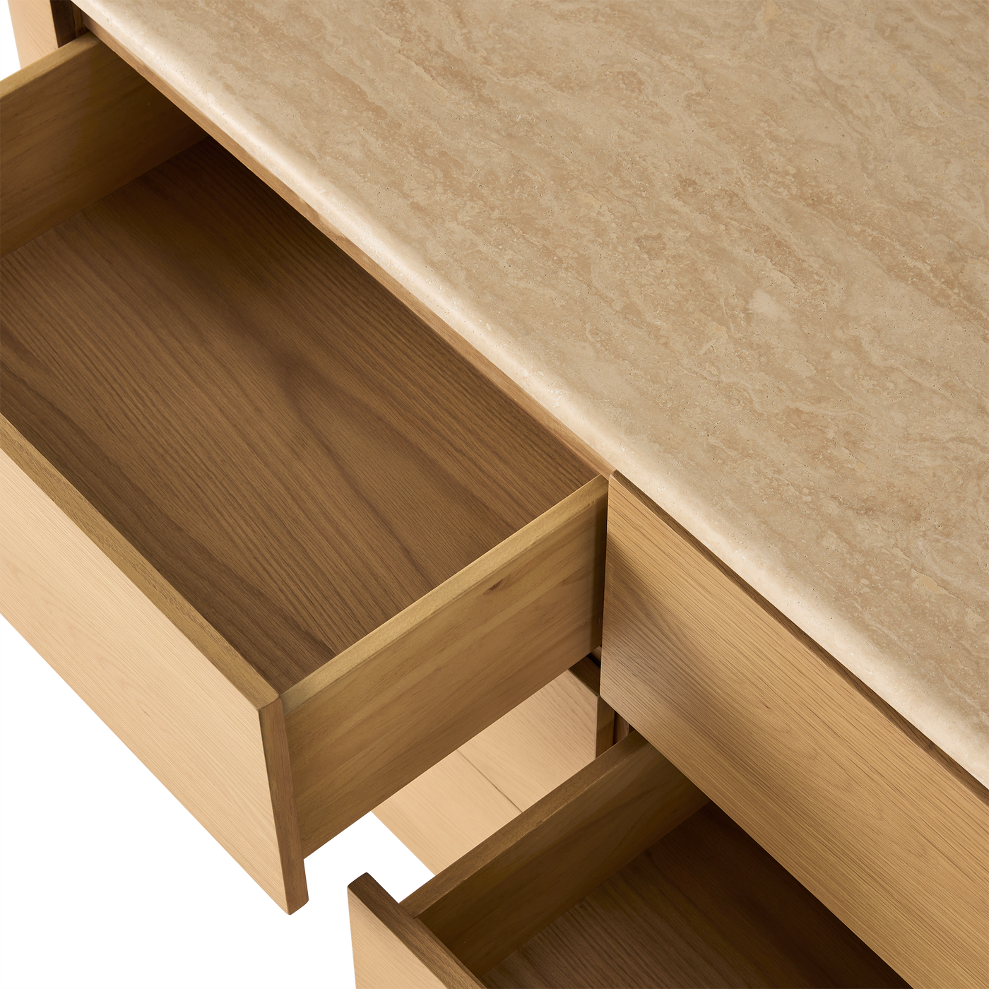 Fin 6 Drawer Dresser - [ Oak & Travertine ]