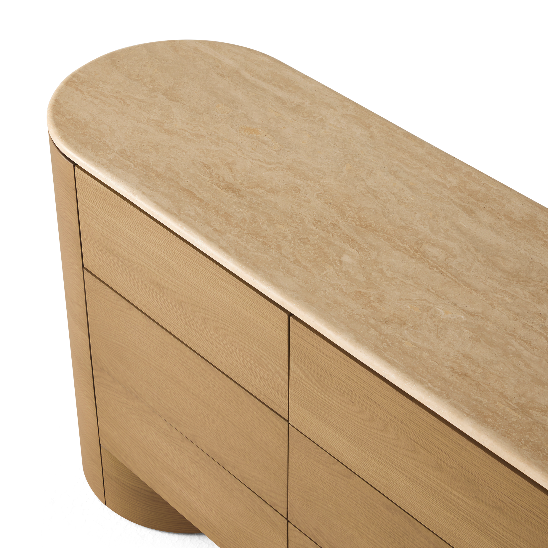 Fin 6 Drawer Dresser - [ Oak & Travertine ]