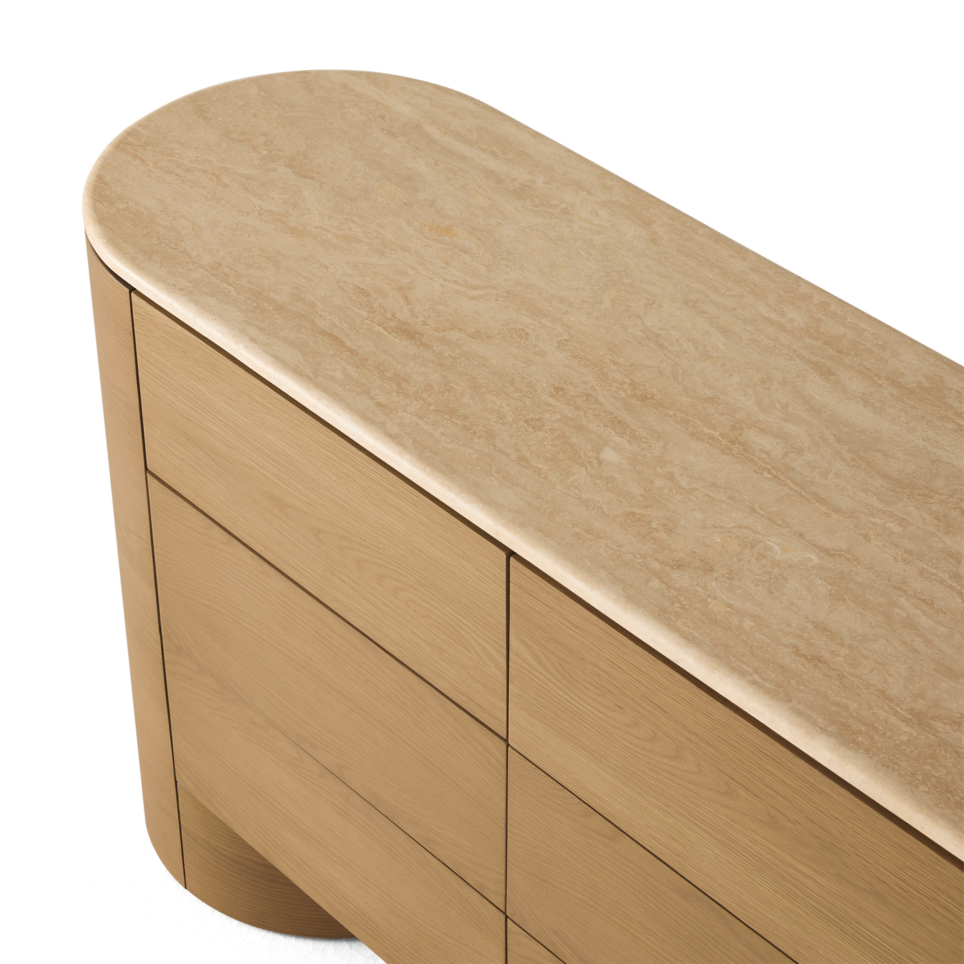 Fin 6 Drawer Dresser - [ Oak & Travertine ]