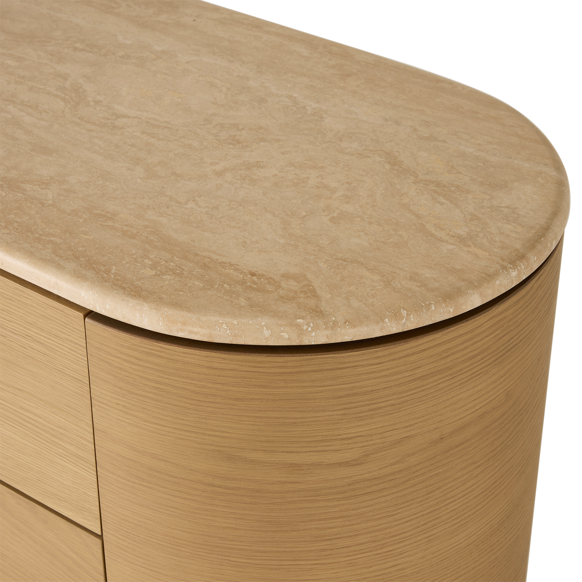 Fin 6 Drawer Dresser - [ Oak & Travertine ]