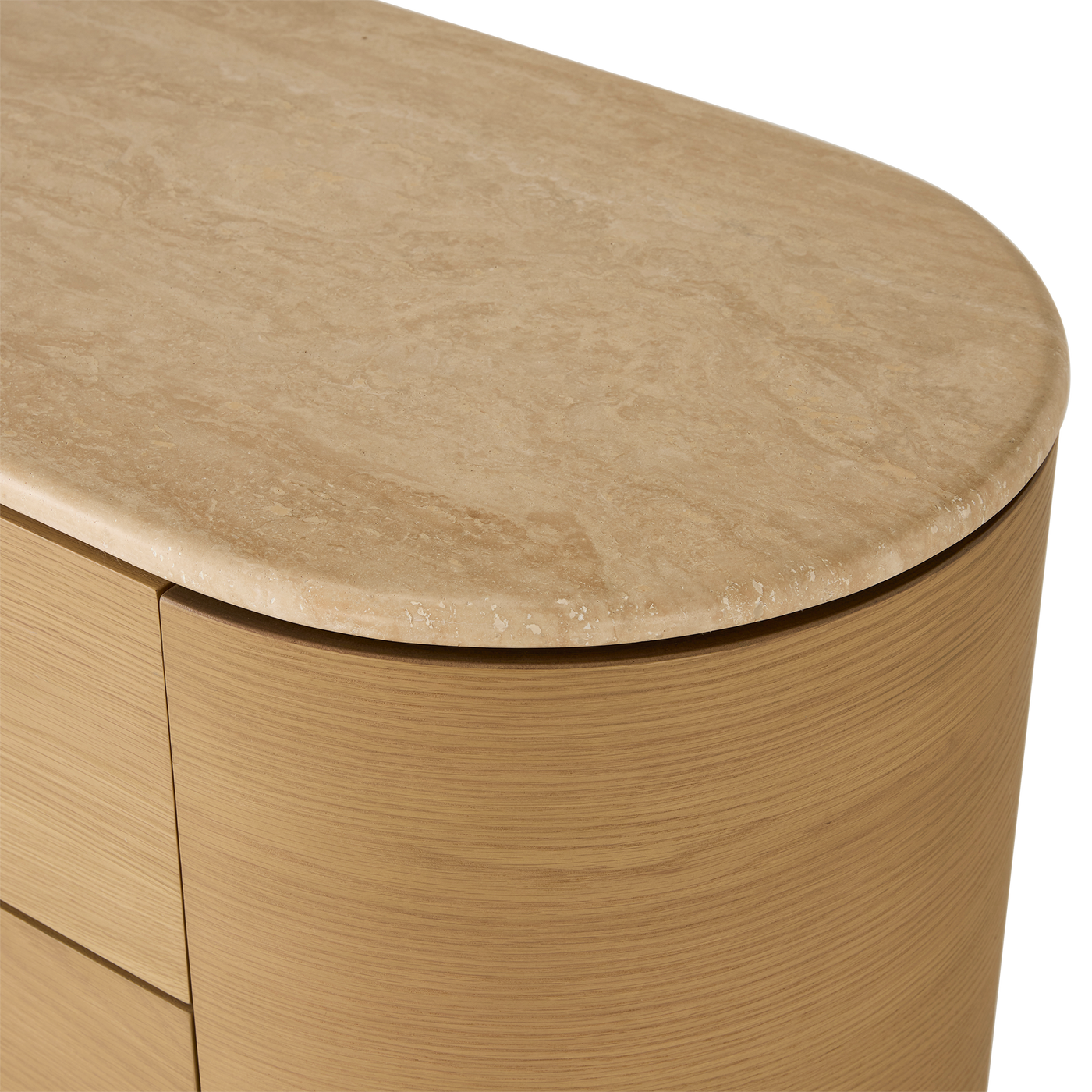 Fin 6 Drawer Dresser - [ Oak & Travertine ]