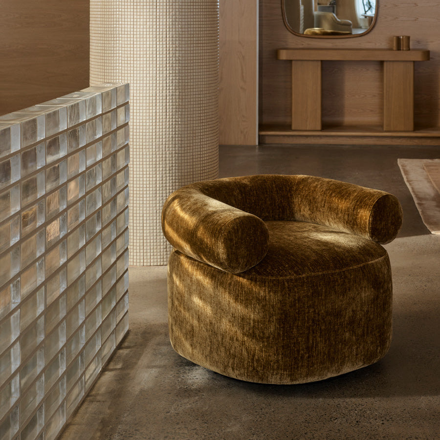 Huggy Swivel Armchair - [ Sandon Burnt Butter ]