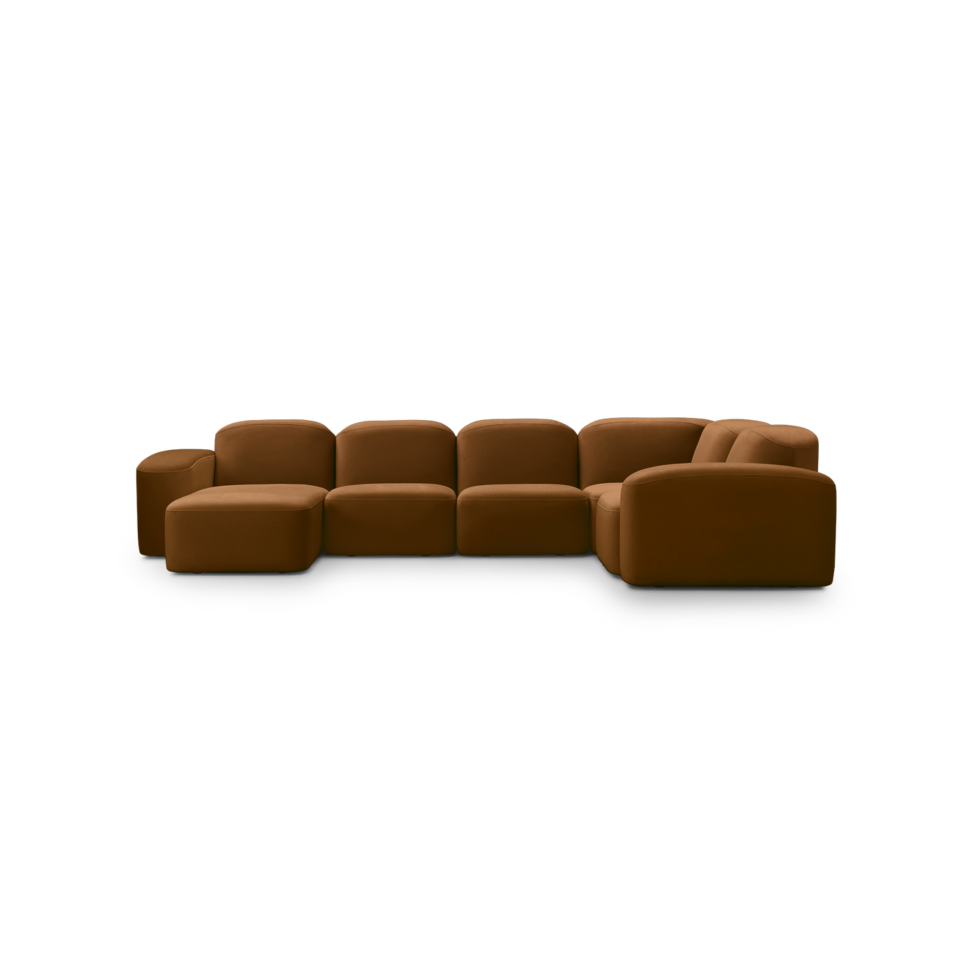 Muse 5 Piece LAF Chaise Modular Sofa - [ Malibu Cognac ]