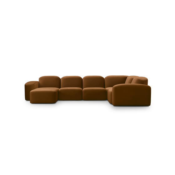 Muse 5 Piece LAF Chaise Modular Sofa - [ Malibu Cognac ]