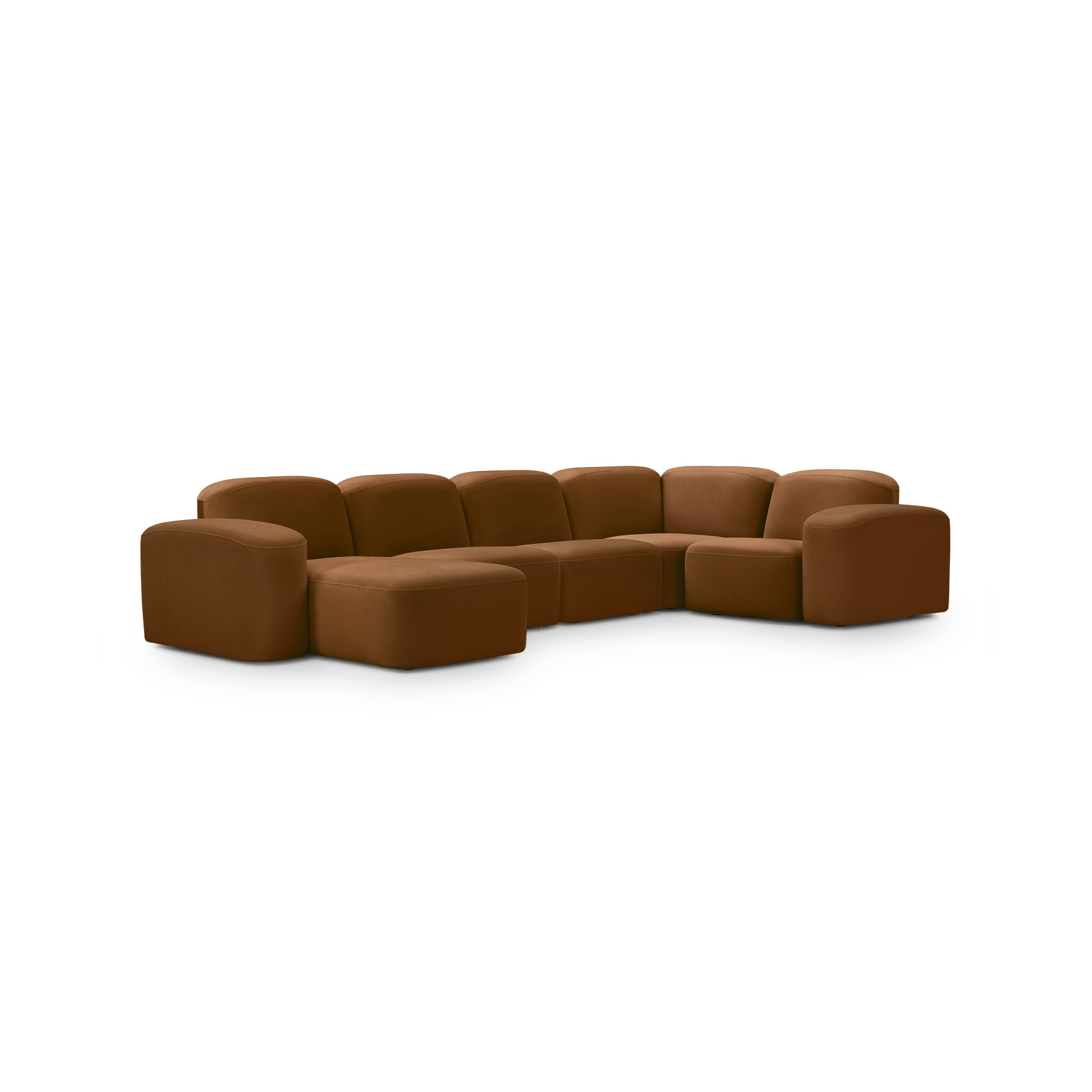 Muse 5 Piece LAF Chaise Modular Sofa - [ Malibu Cognac ]